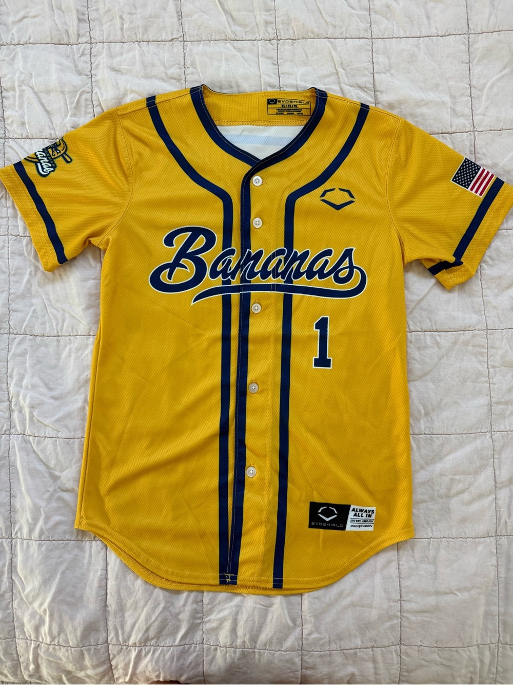 Savannah Bananas Yellow Kids Baseball Jersey YL Youth Large